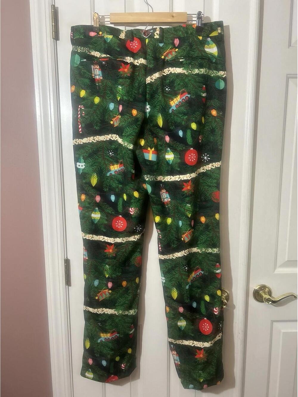 Shinesty Christmas Pants Mens 36/34 The Christmas Tree Camo Novelty Ugly